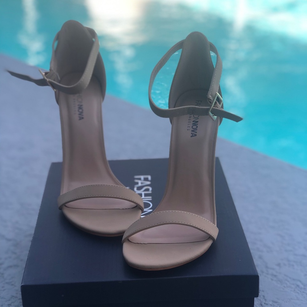Nude strappy heels